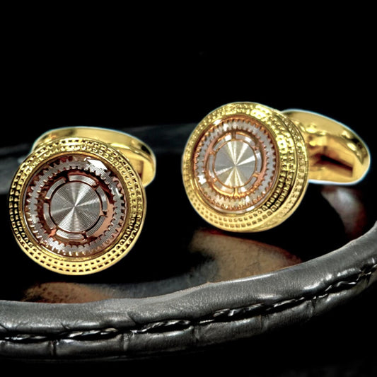 Royal Golden Detailed combined with Silver on Shiny Finish- Istanbul Fashion Cufflinks - 41