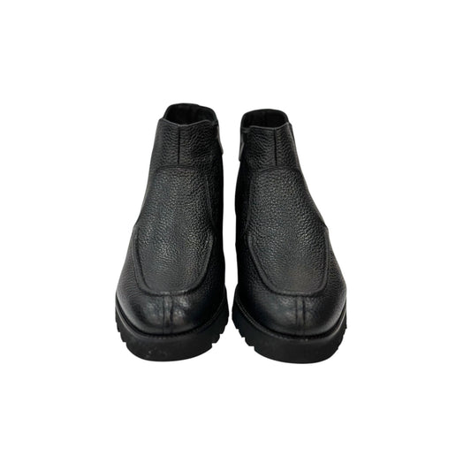 Ankle Boots - Luxury Highest Quality Black Leather-Detailed Zipper on Sides-240-B2718