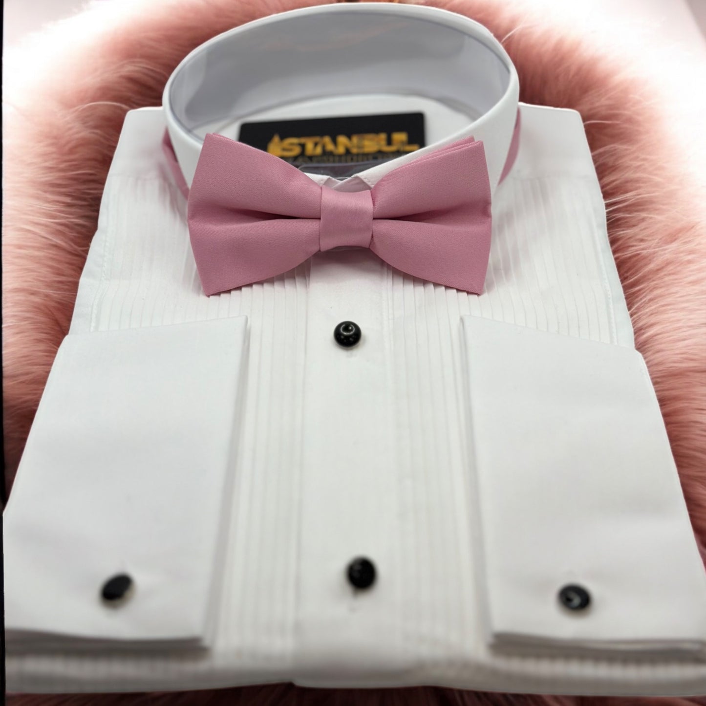 Solid Bubble Pink Tie with Adjustable Strap
