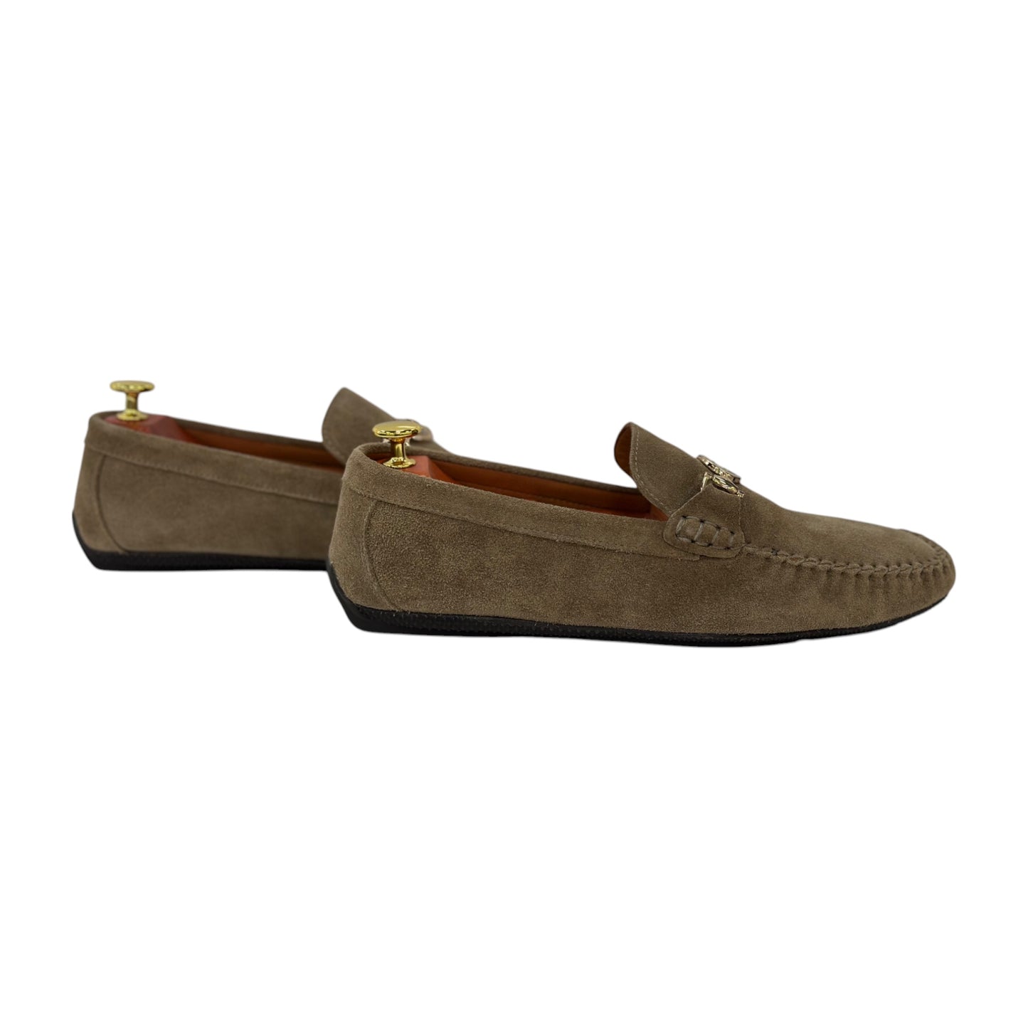 Velvet  Beige  Slip On -Rubber Bottom--Silver Finish Metal Details-134 5671