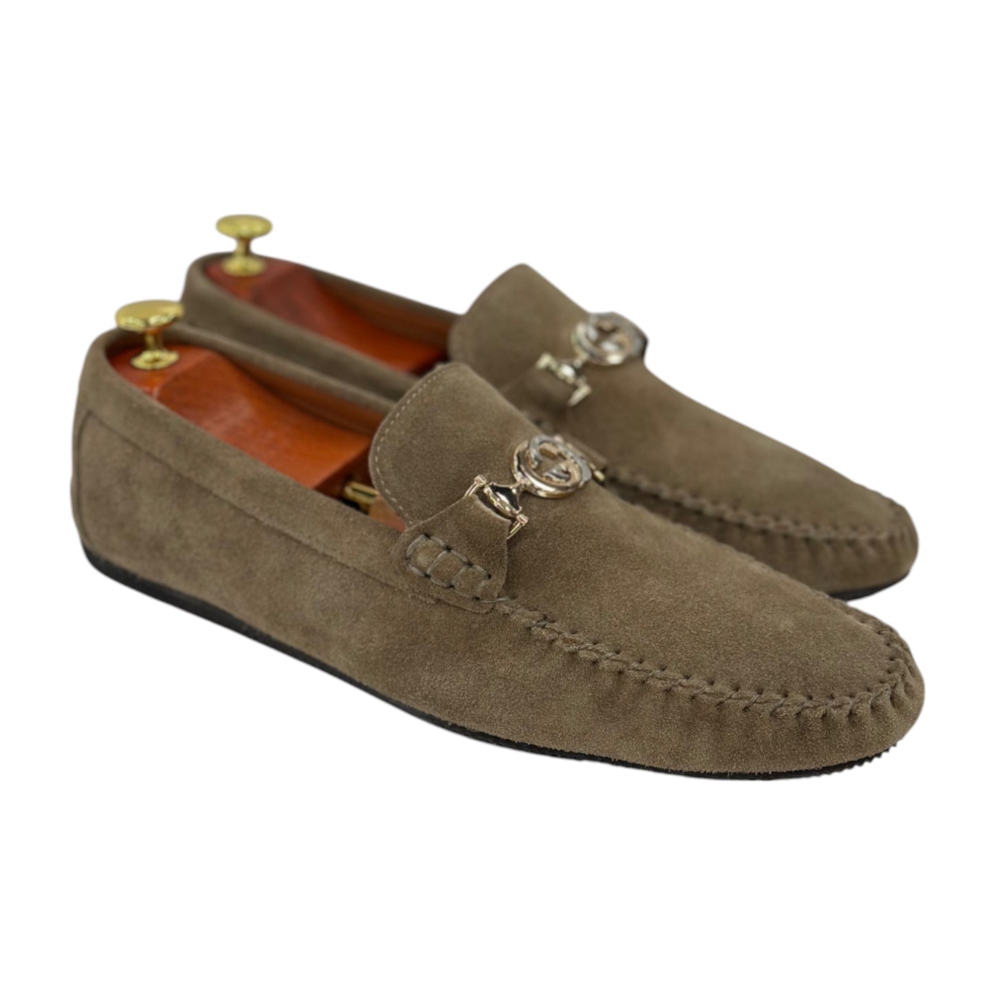 Velvet  Beige  Slip On -Rubber Bottom--Silver Finish Metal Details-134 5671