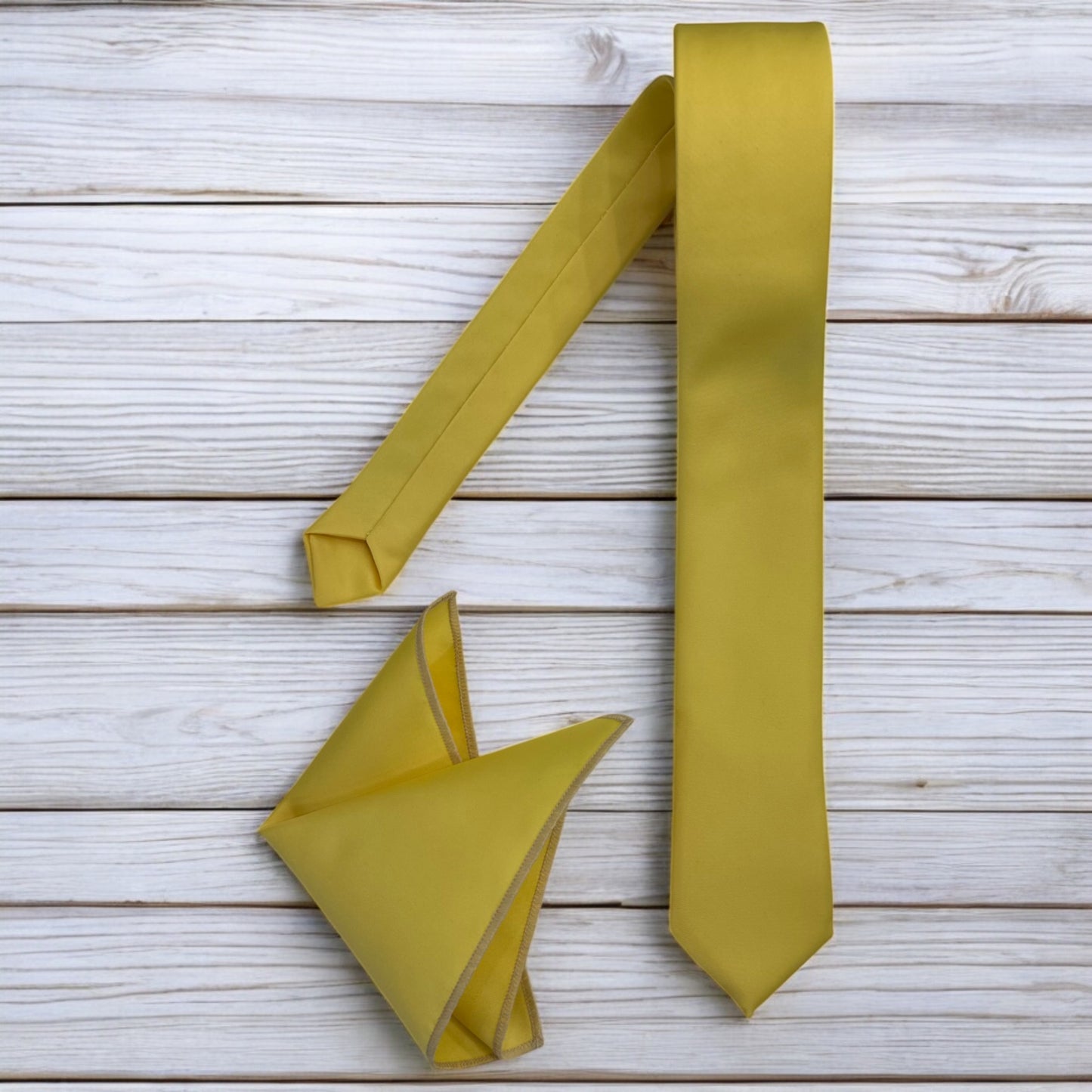Bright Yellow - Istanbul Fashion Slim Tie, Plain Satin
