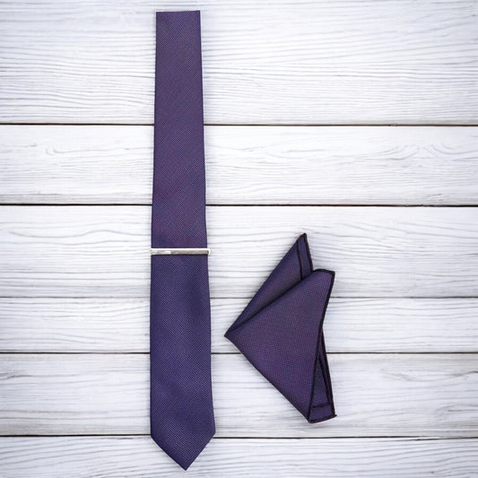 Dark Plum Purple with Lighter Dots Istanbul Fashion Slim Tie, Textured Fabric