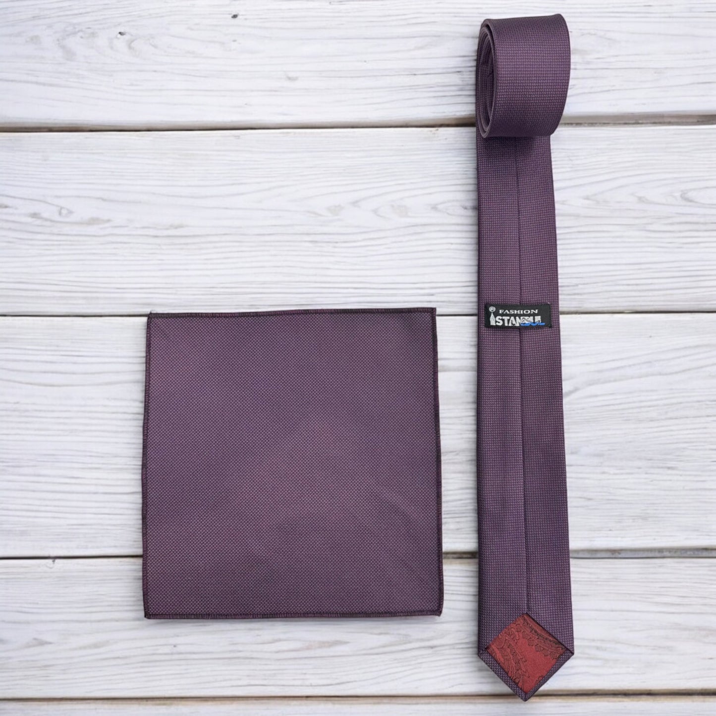 Dark Grape Purple - Istanbul Fashion Slim Tie, Textured Fabric