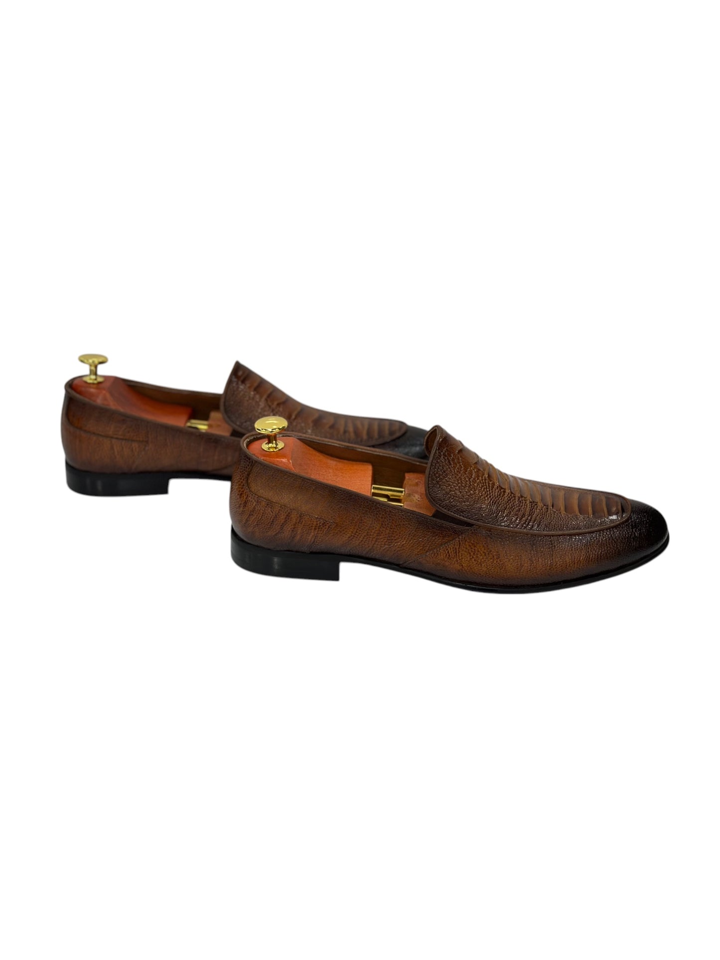 Brown Istanbul Fashion by Raad Red Bottom Shoes with SnakeLeather Finish-3026
