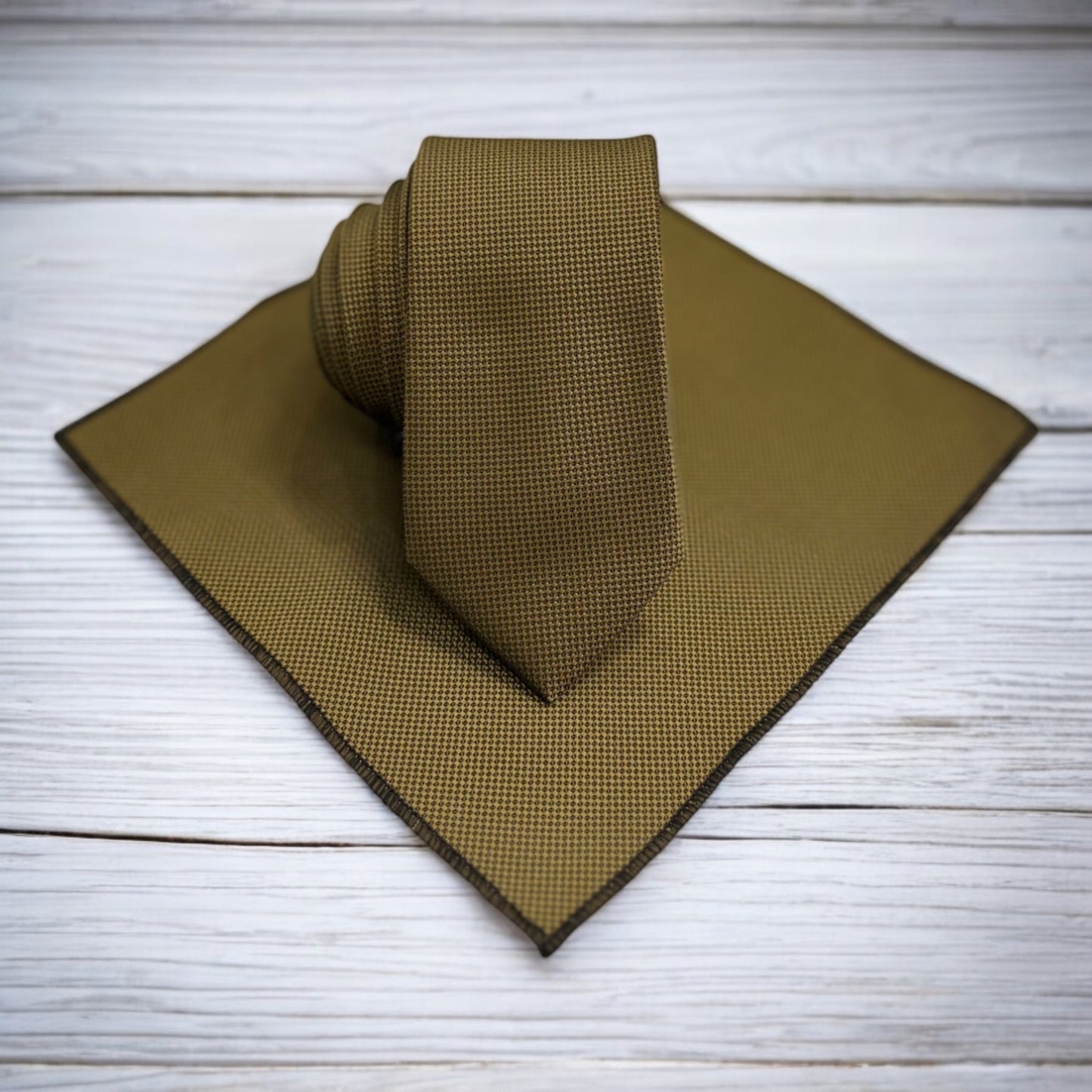 Olive Green - Istanbul Fashion Slim Tie, Textured Fabric