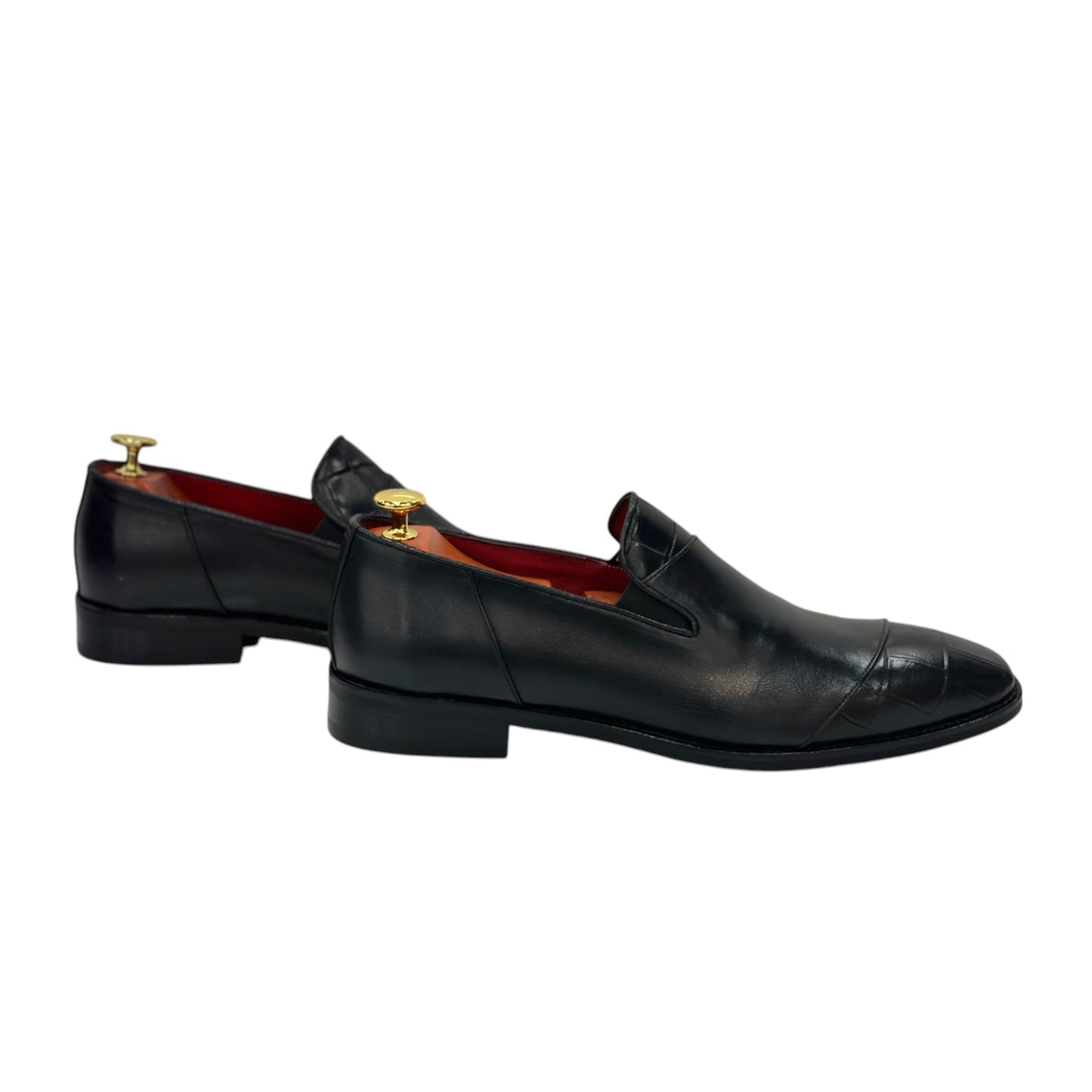 Black Istanbul Fashion by Raad Red Bottom Shoes With Two  tone texture-514