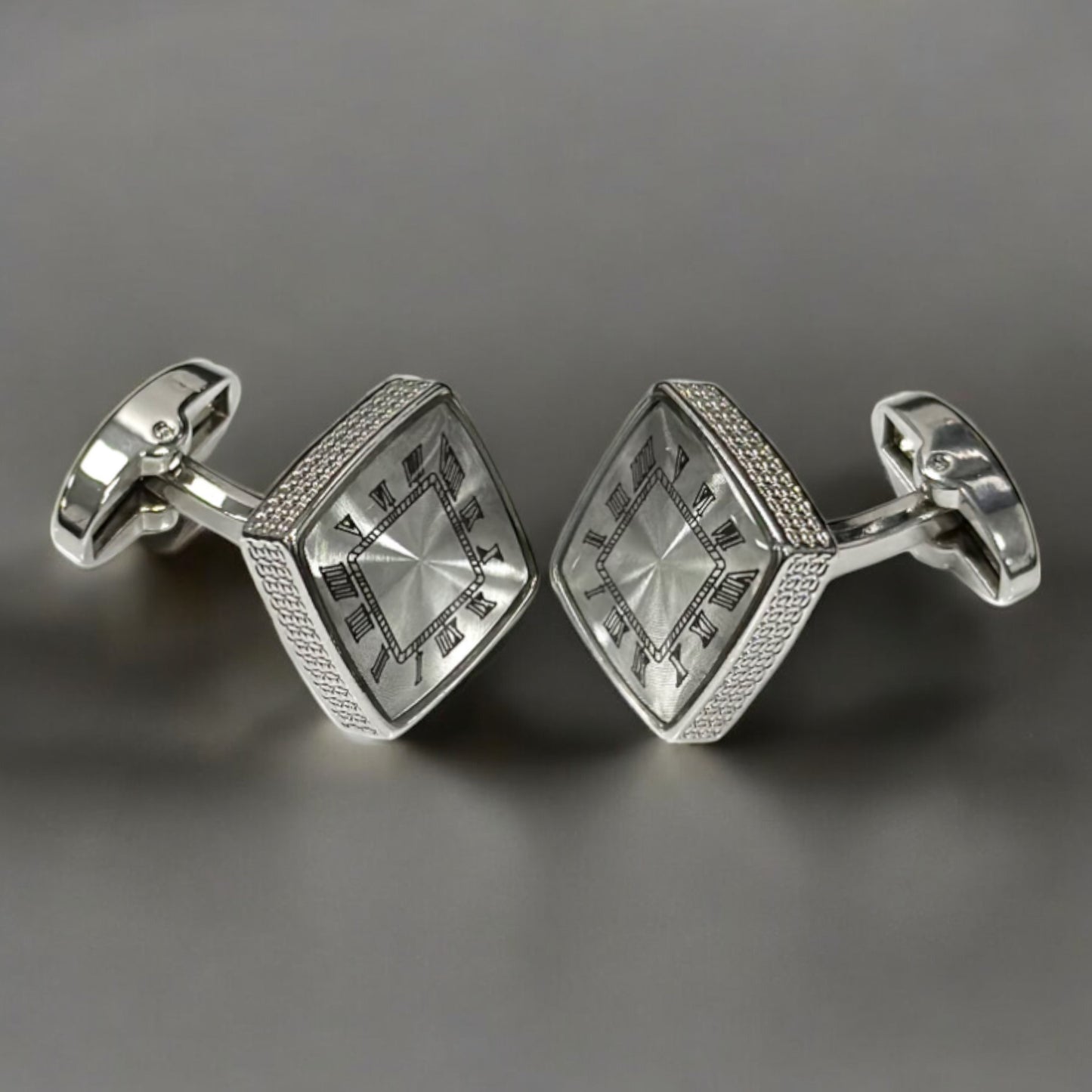 Squared Silver Contrast  - Istanbul Fashion Cufflinks -59