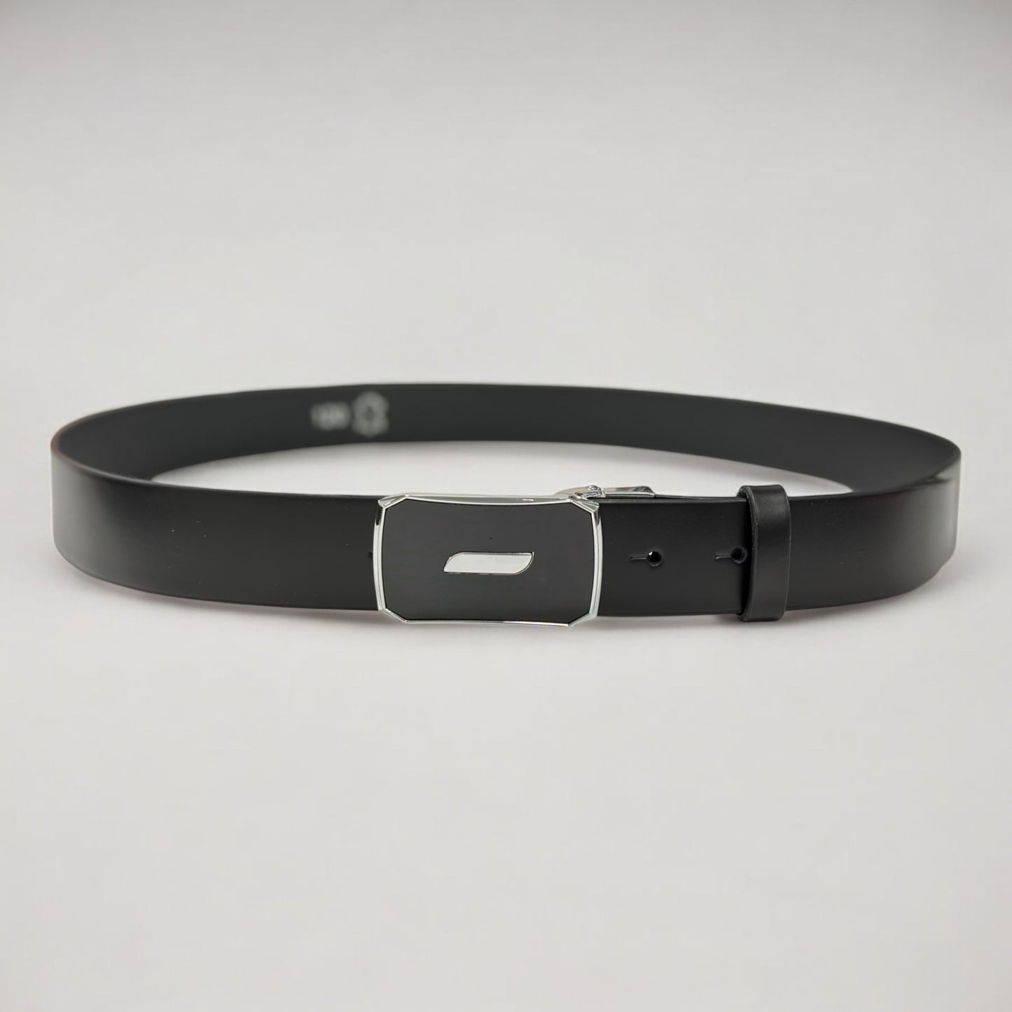 Black Matte Leather with Shiny Buckle with Silver Detailing - 5