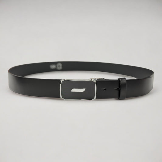 Black Matte Leather with Shiny Buckle with Silver Detailing - 5