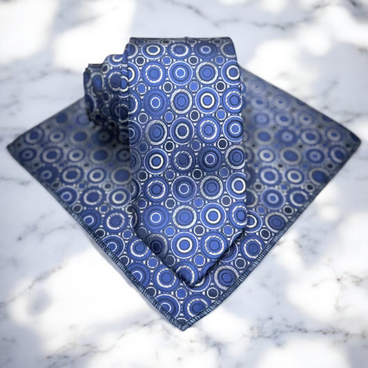 Combination Of Blue Shades Circles -Istanbul Fashion Tie - Classic Wide