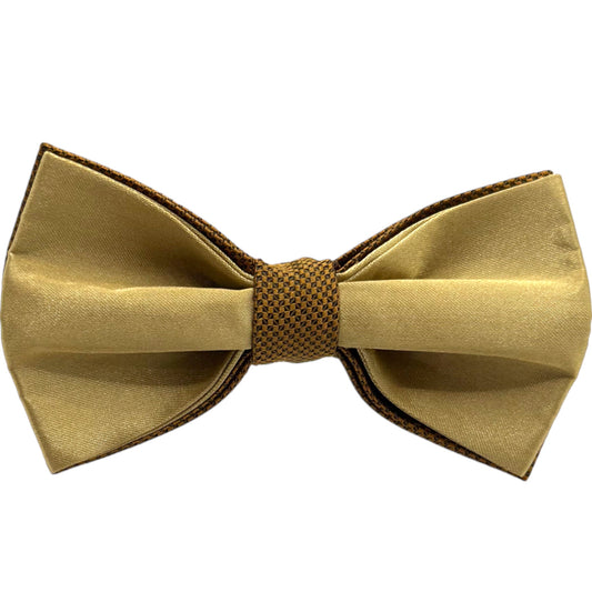 Contrasted Light and Dark Gold  Satin Tie with Adjustable Strap - Reversible