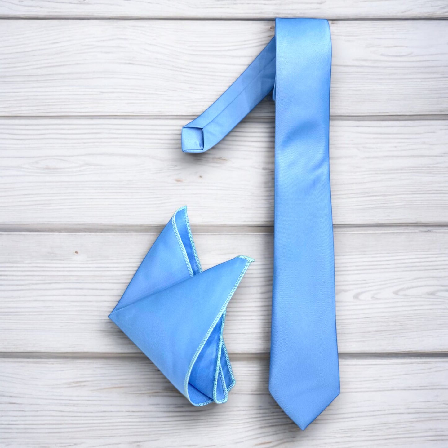 Light Blue   - Istanbul Fashion Slim Tie, Plain Satin