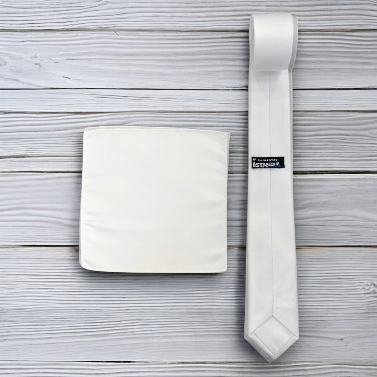 Snow White - Istanbul Fashion Slim Tie, Plain Satin
