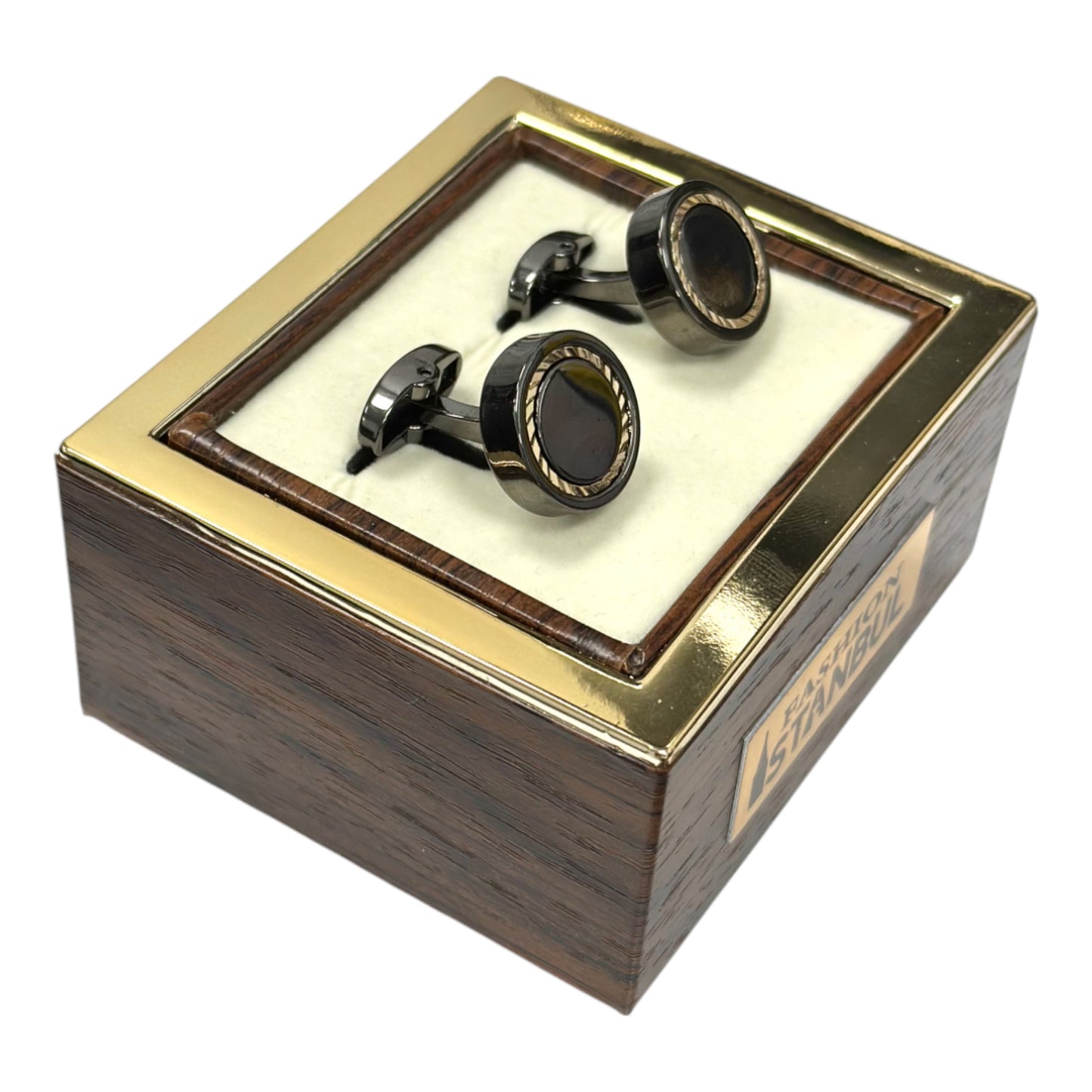 Round Chrome with a Touch of Silver  - Istanbul Fashion Cufflinks - 53