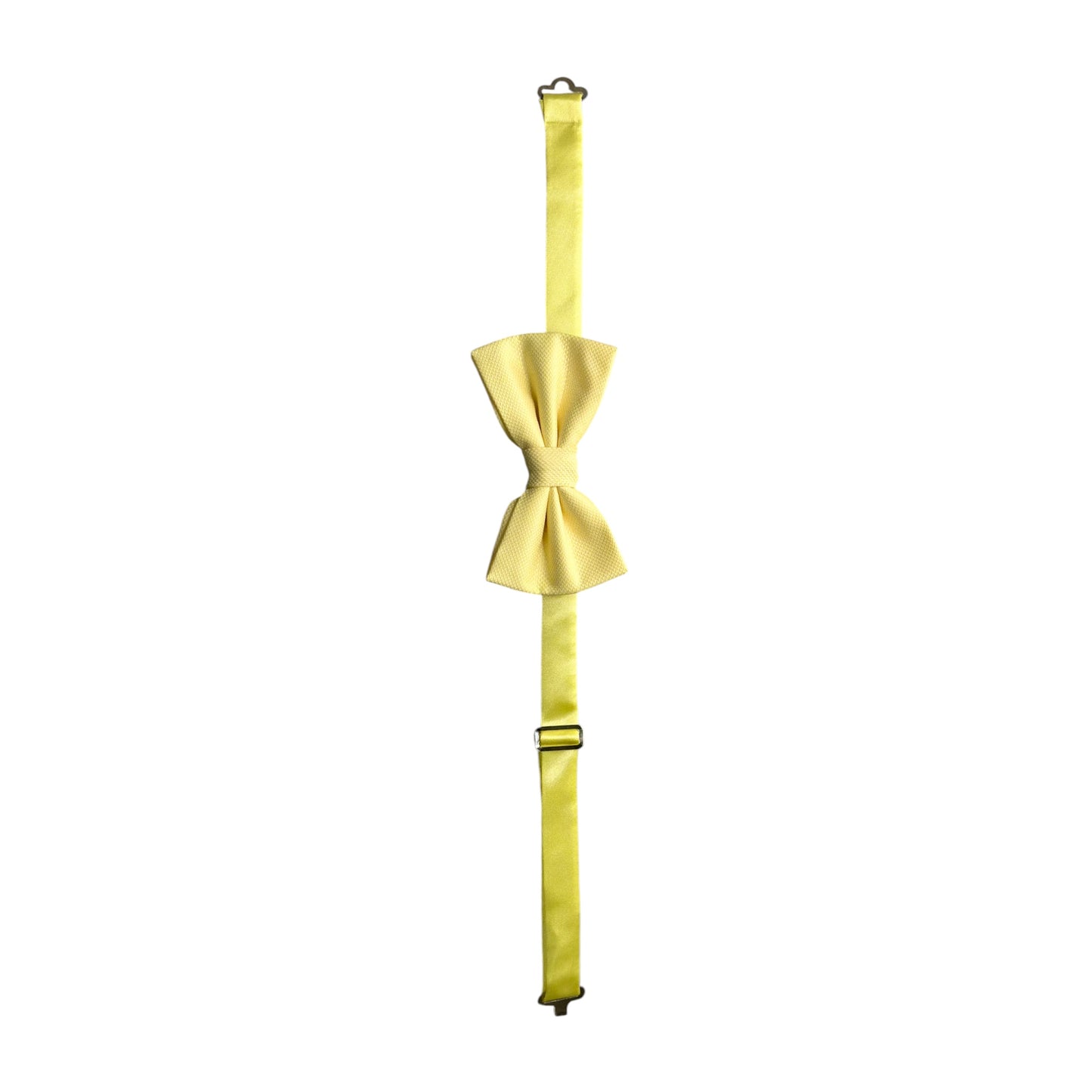 Lemon Yellow  Bow Tie with Adjustable Strap-Reversible Silky and Textured Fabric