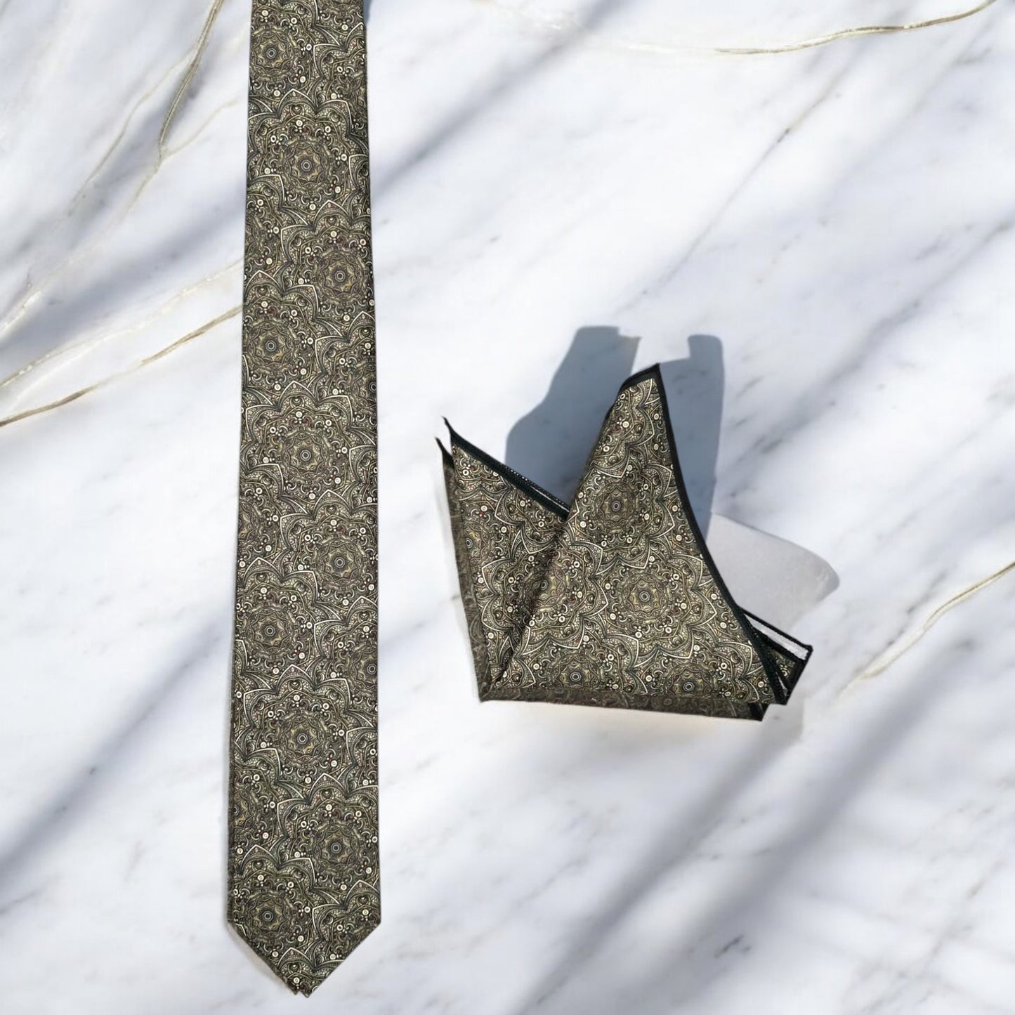 Vintage Olive Green Patterns  - Istanbul Fashion Tie - Classic Wide