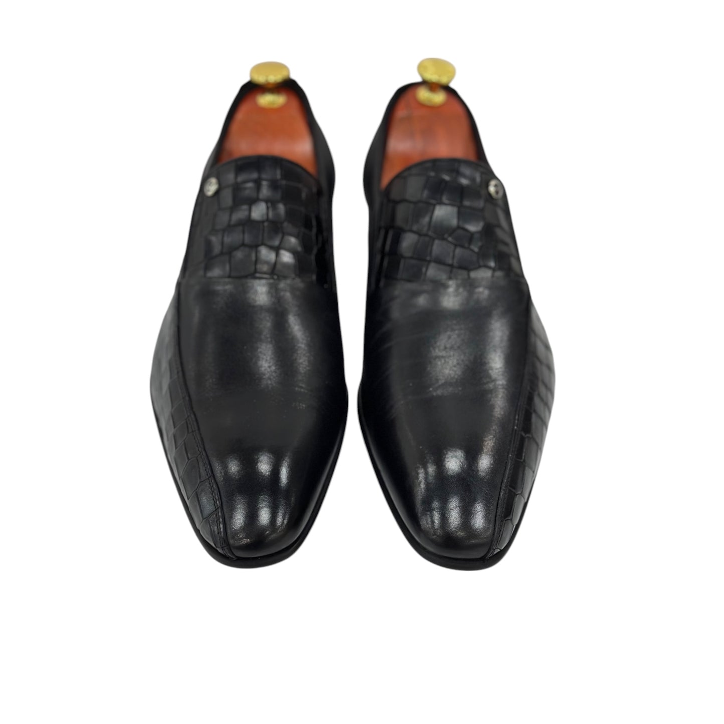 Black Dress Shoes with Textured Detailing made with Hight Quality Leather to Give it A Luxury Finish- 376608-16