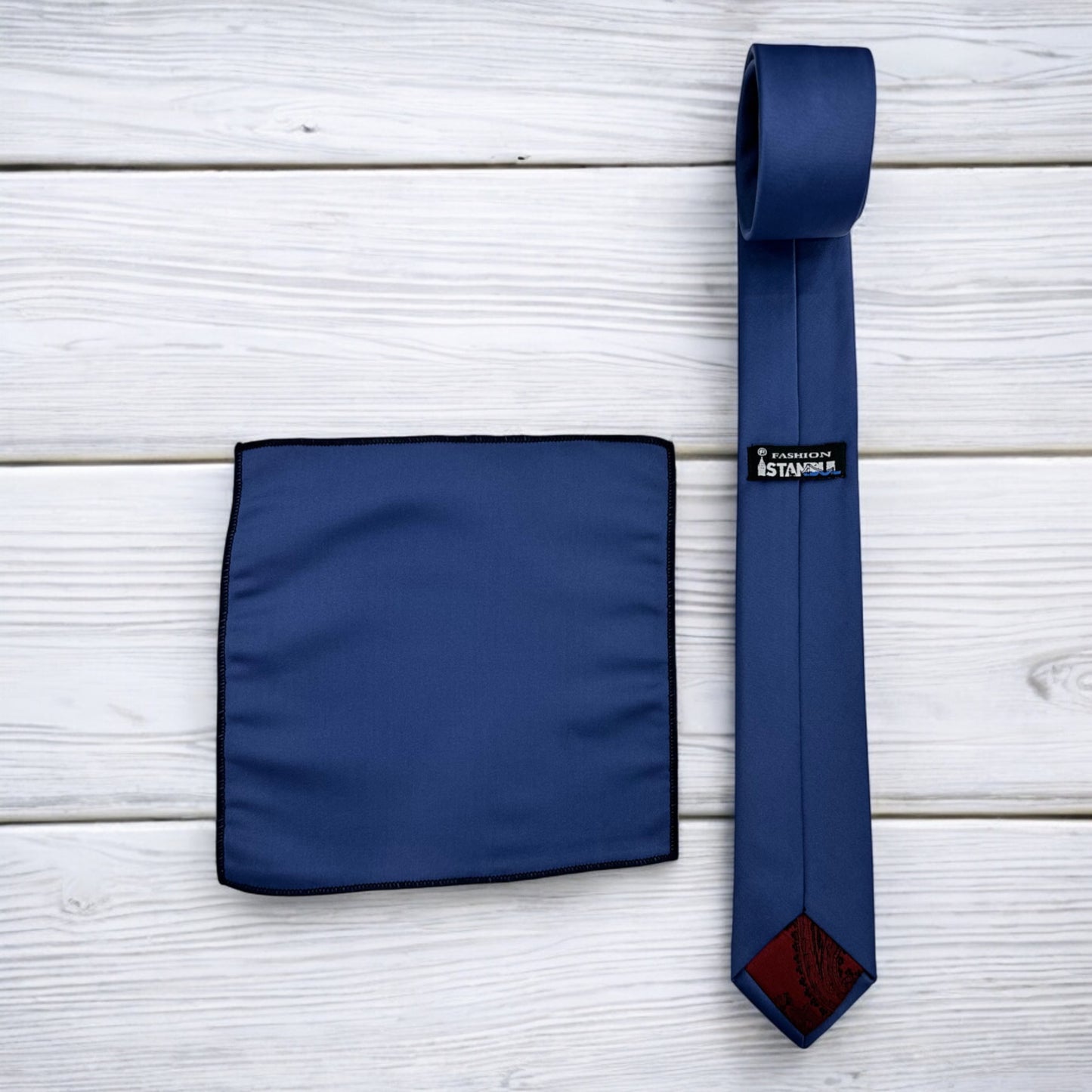 Steel Blue  - Istanbul Fashion Slim Tie, Plain Satin
