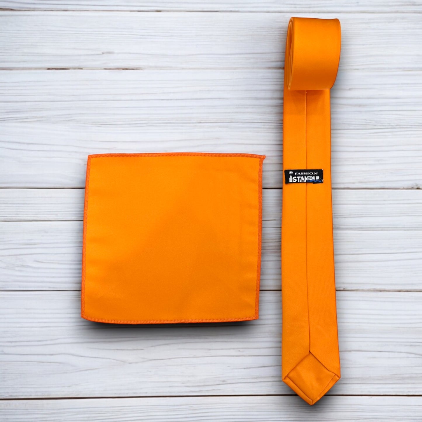 Bright Orange - Istanbul Fashion Slim Tie, Plain Satin