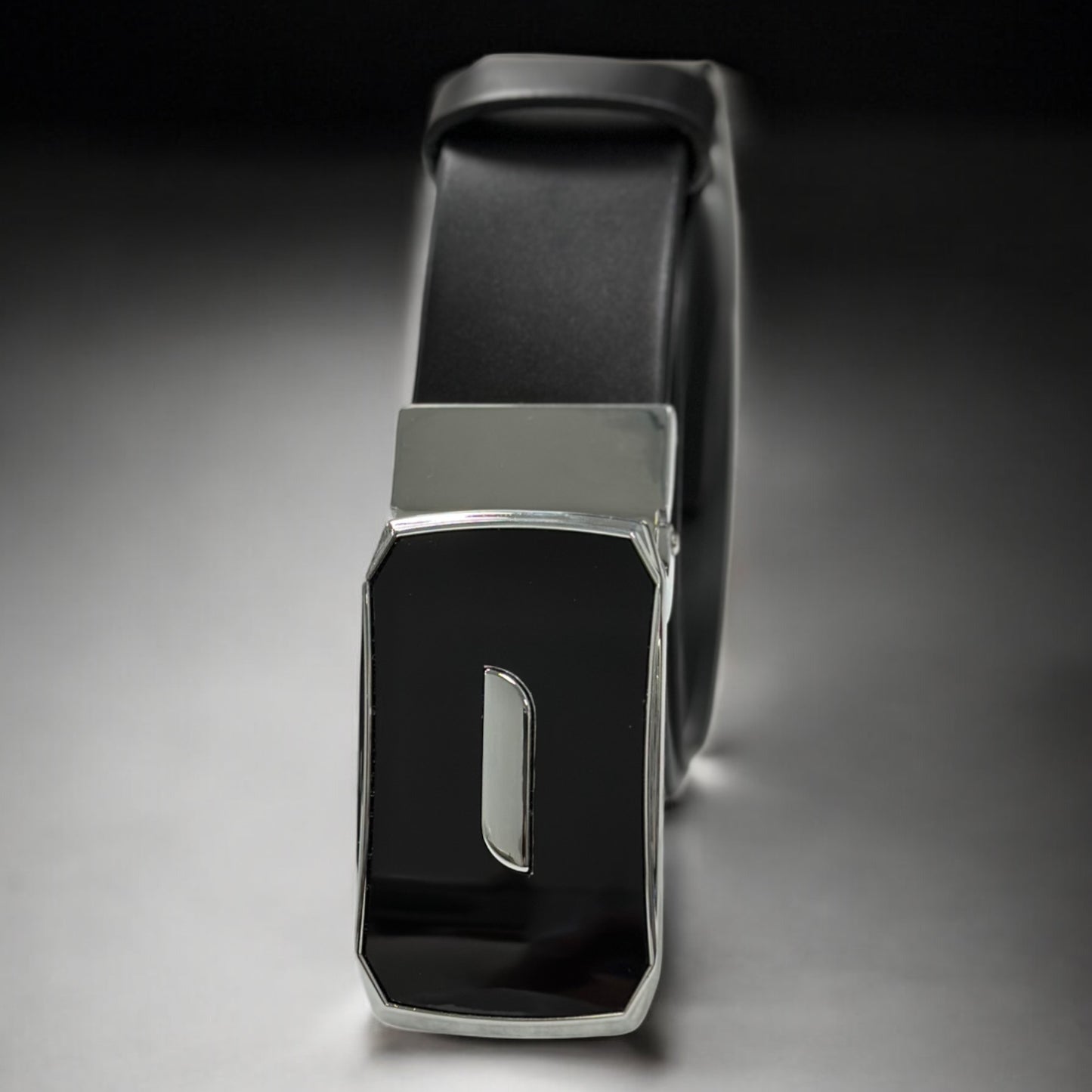 Black Matte Leather with Shiny Buckle with Silver Detailing - 5