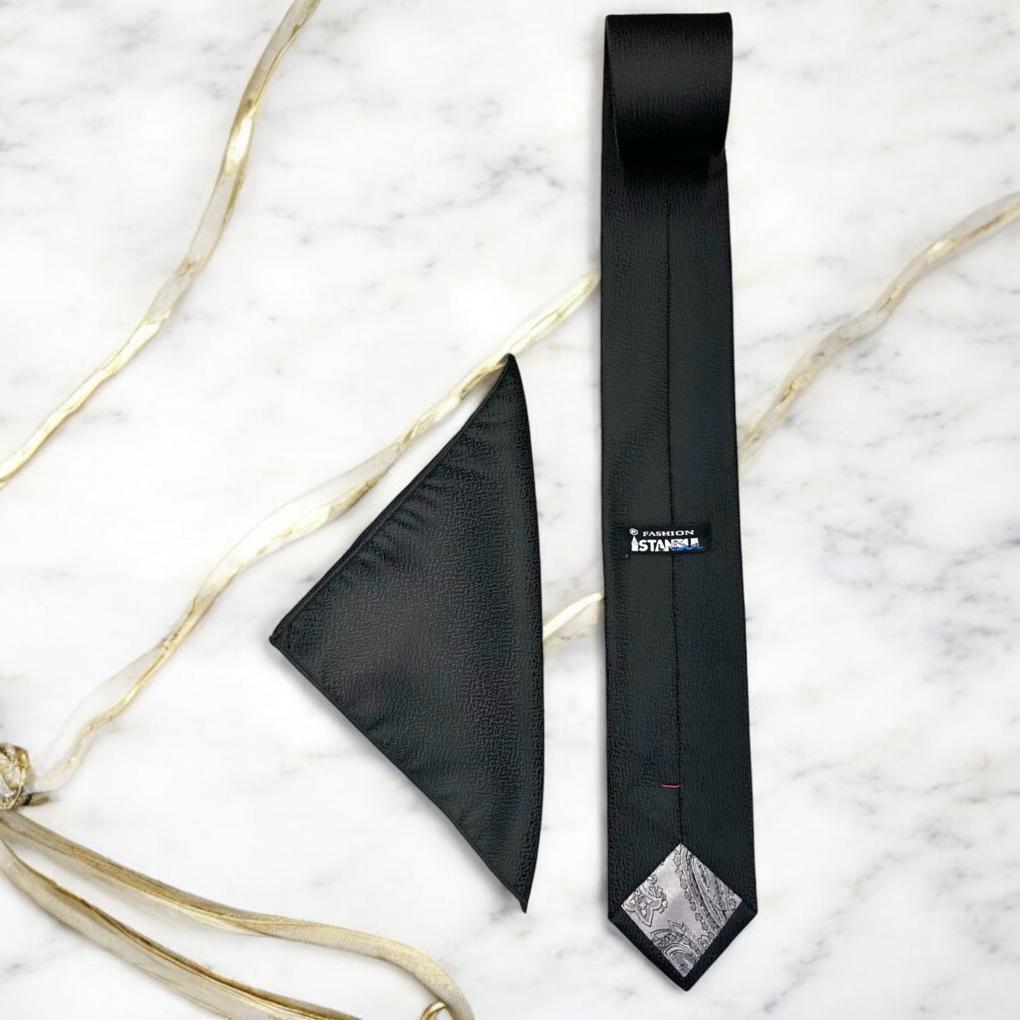 Black on Black Dotted Finish- Istanbul Fashion Tie - Classic Wide