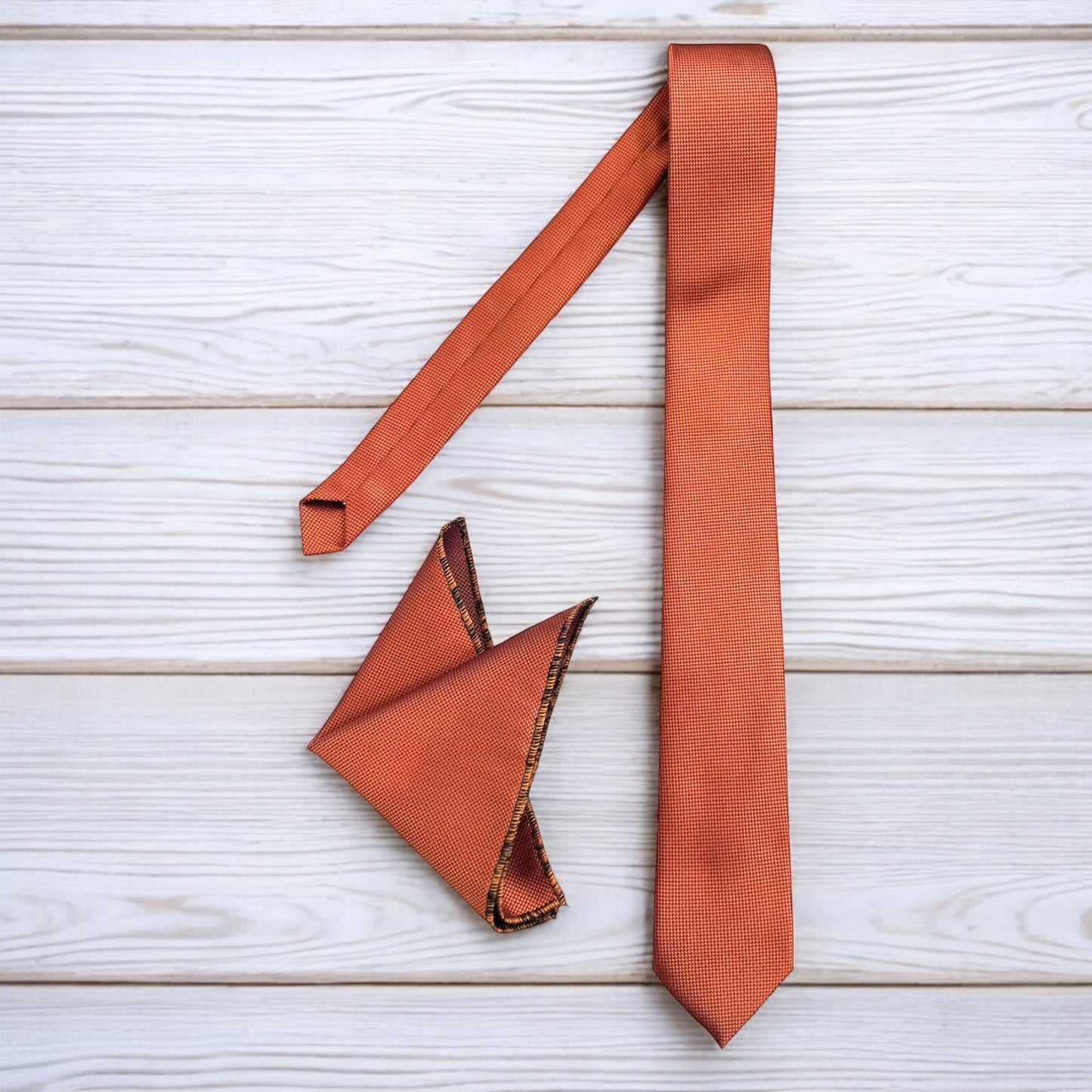 Rusty Orange  - Istanbul Fashion Slim Tie, Textured Fabric