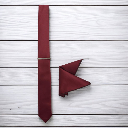 Classy Burgundy with Dark Lines  - Istanbul Fashion Slim Tie, Textured Fabric