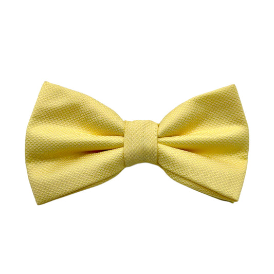 Lemon Yellow  Bow Tie with Adjustable Strap-Reversible Silky and Textured Fabric