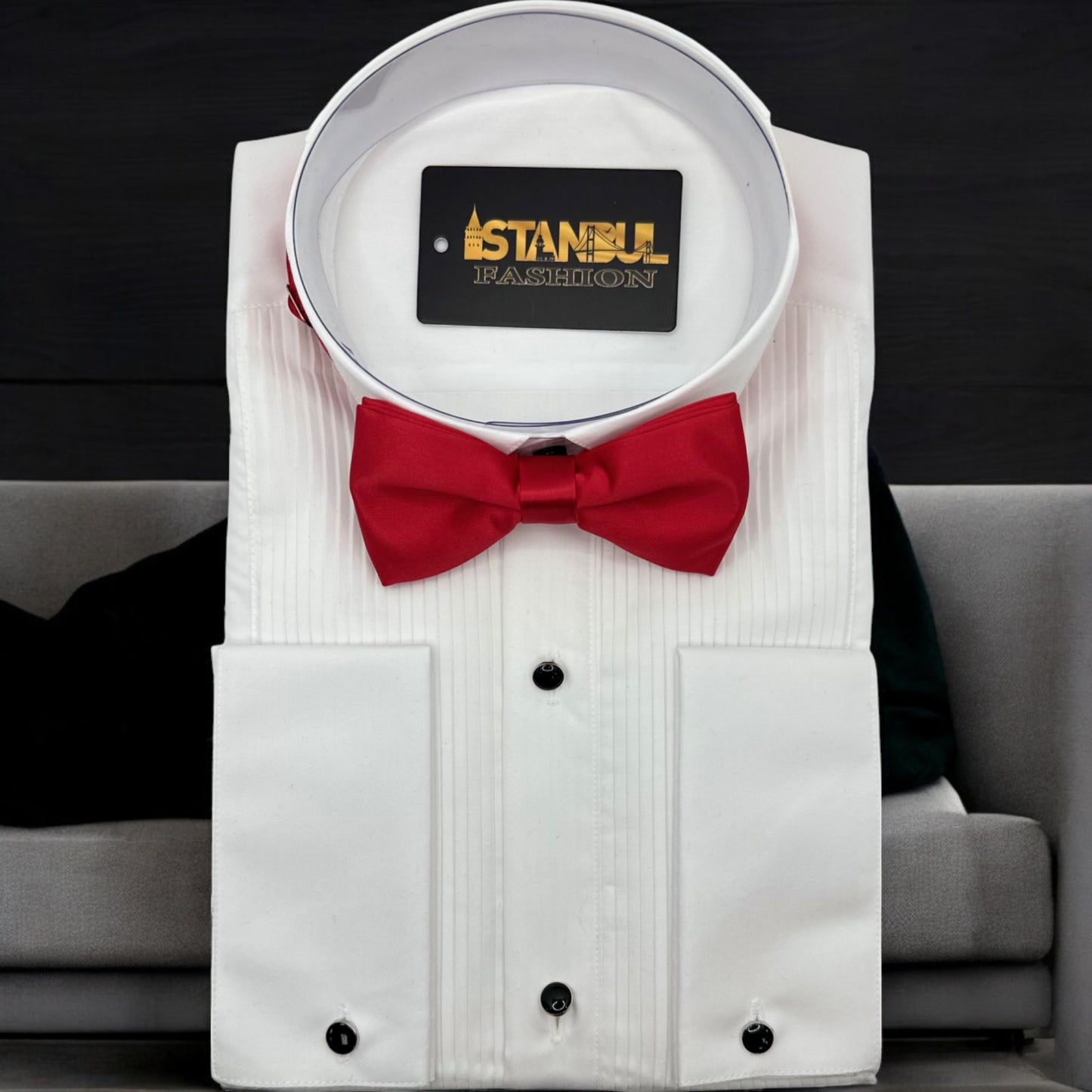 Satin Bright Red Tie with Adjustable Strap
