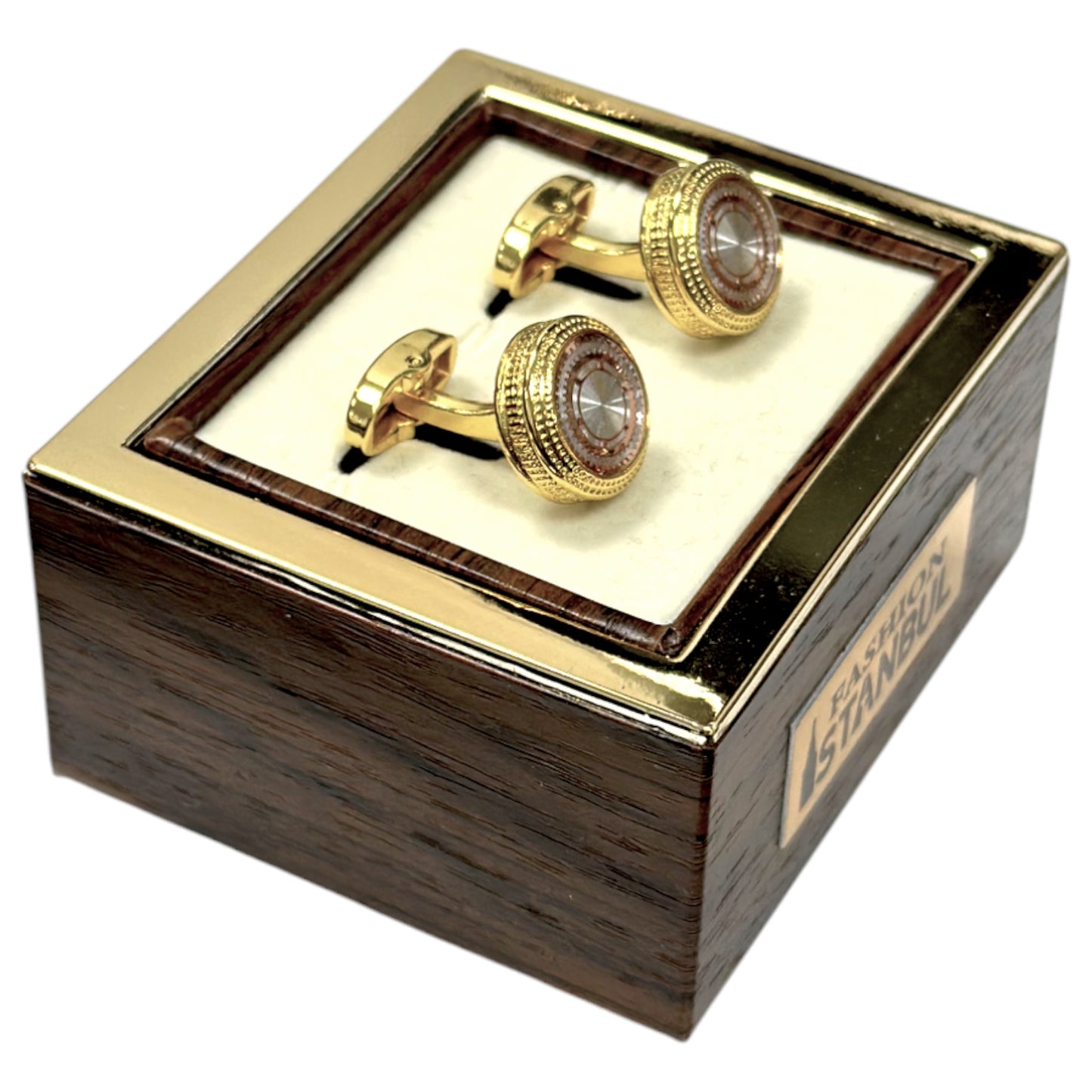Royal Golden Detailed combined with Silver on Shiny Finish- Istanbul Fashion Cufflinks - 41