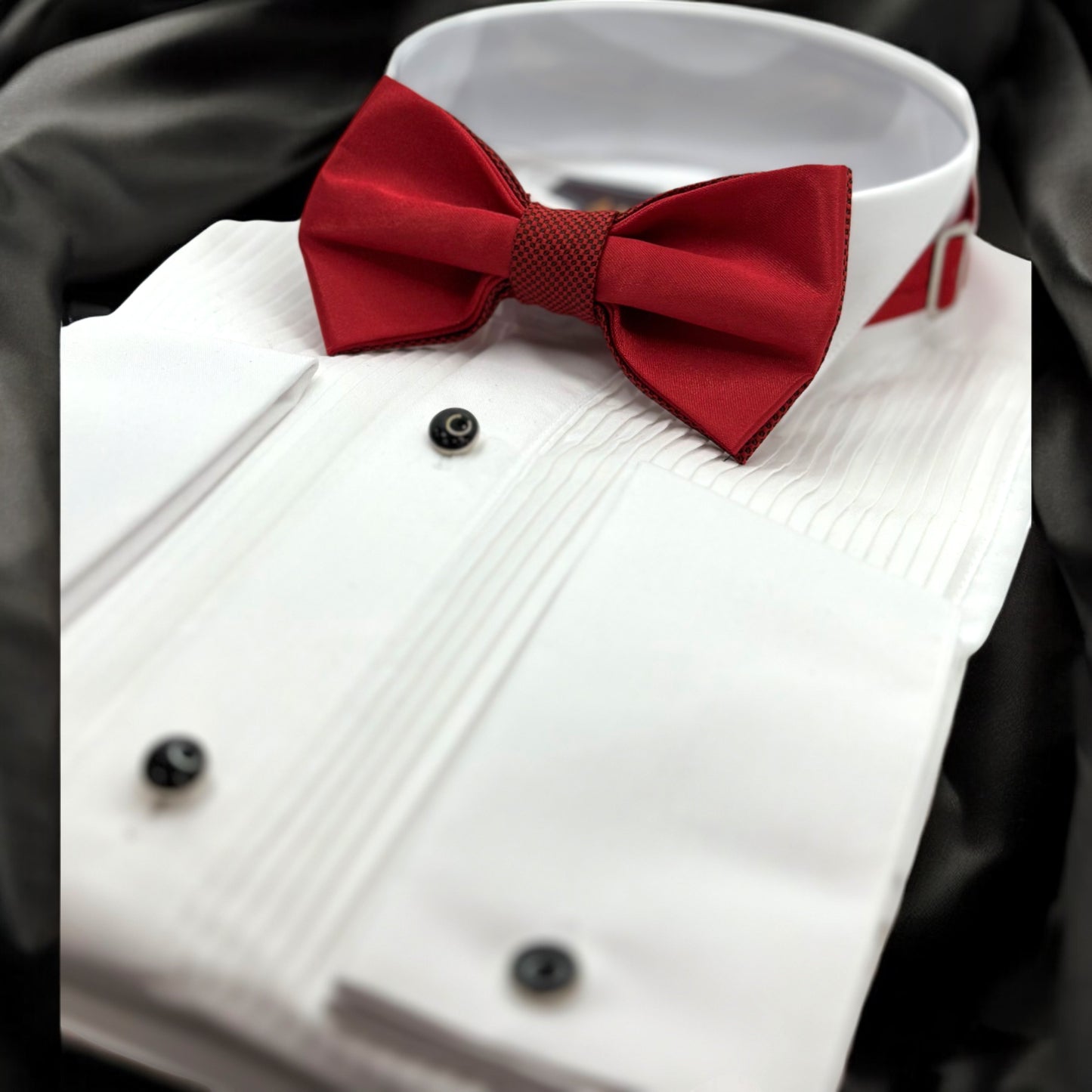Hot Red Tie with Adjustable Strap - Reversible