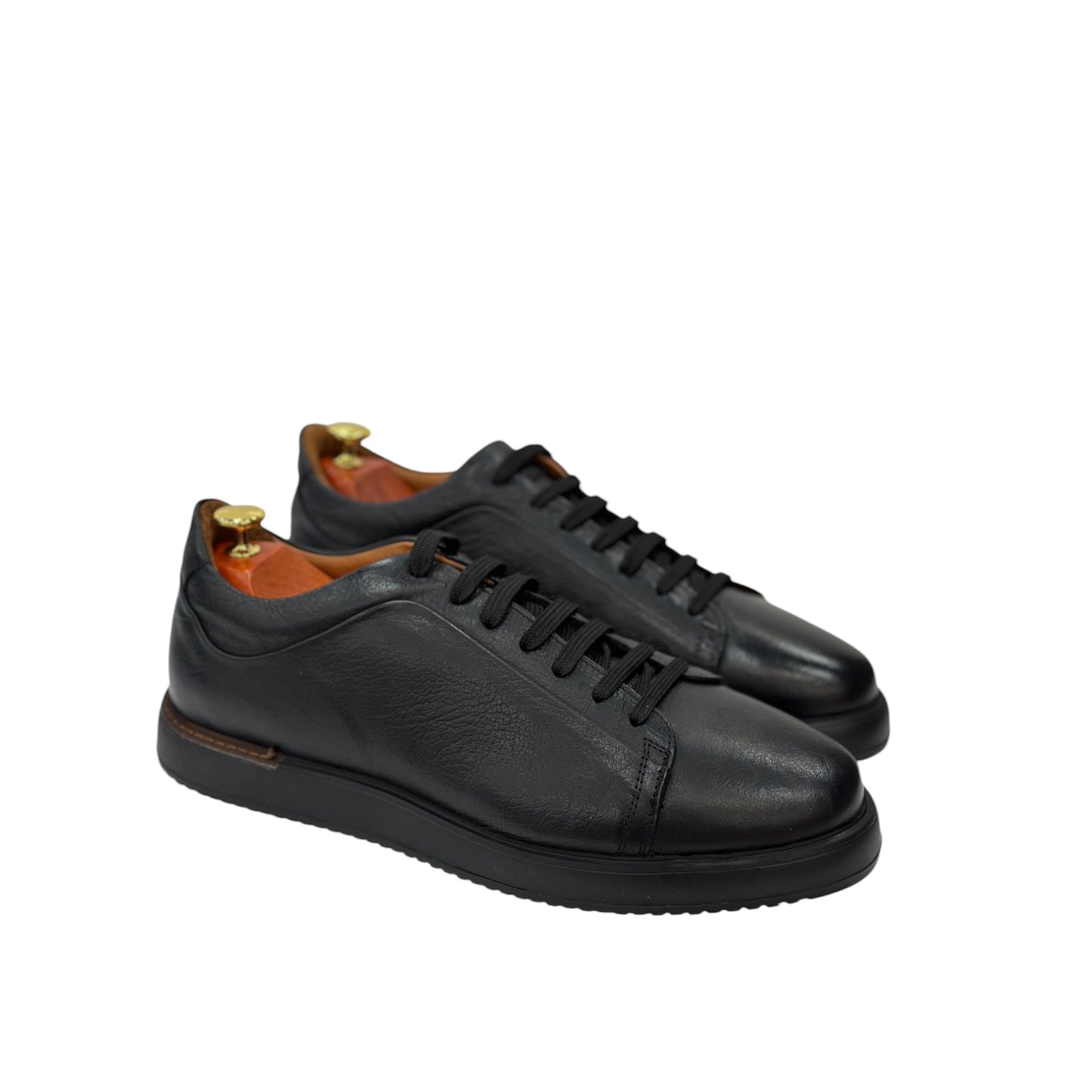 Black Sneakers - Unique Leather- with Brown Thread Details -210 4318