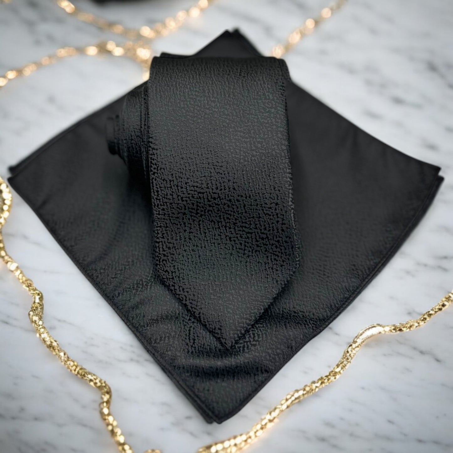 Black on Black Dotted Finish- Istanbul Fashion Tie - Classic Wide