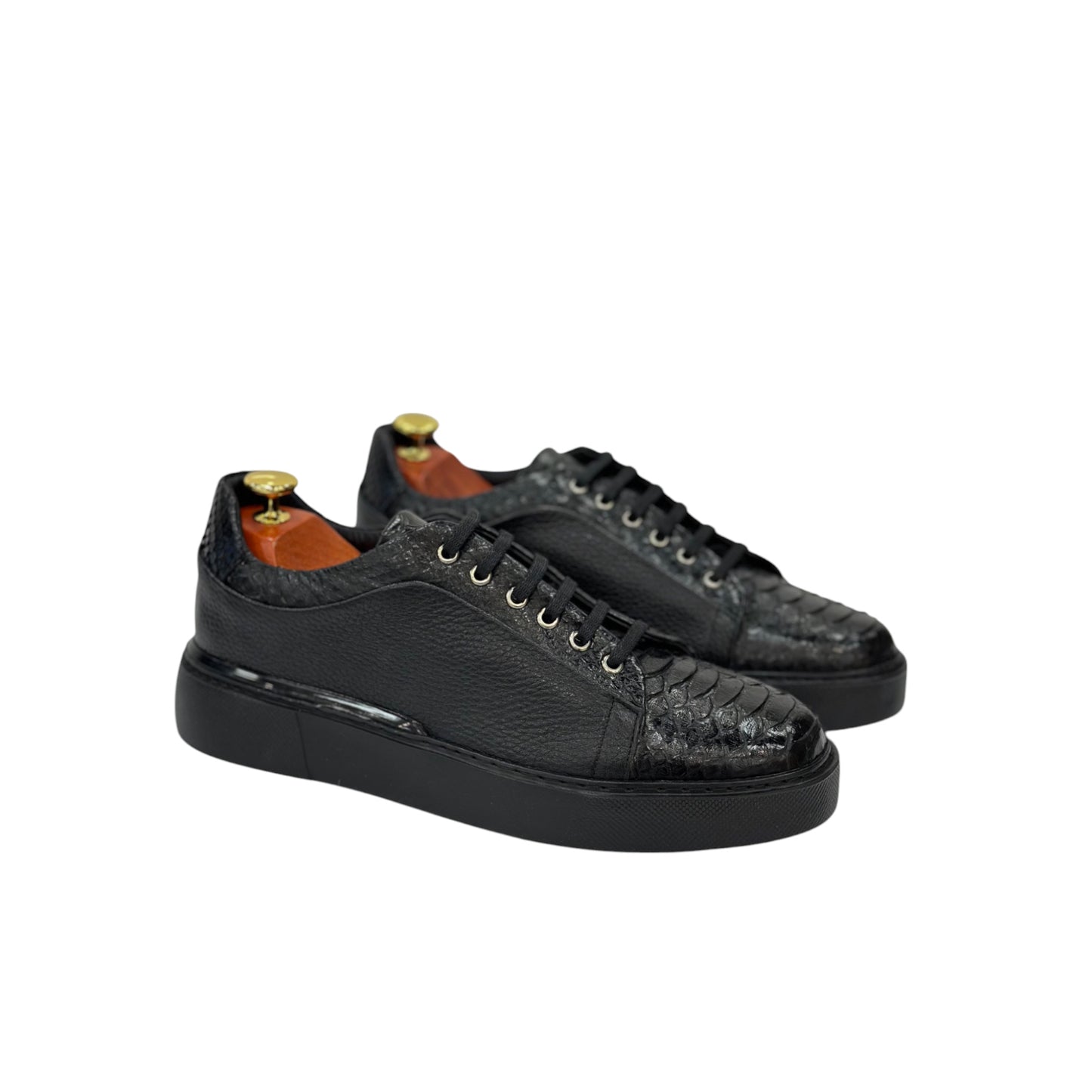 Black Sneakers - Unique  Textured Leather- with Thread Details -20-1981