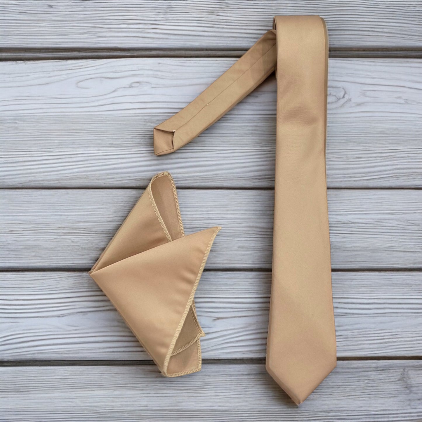 Champagne  - Istanbul Fashion Slim Tie, Plain Satin