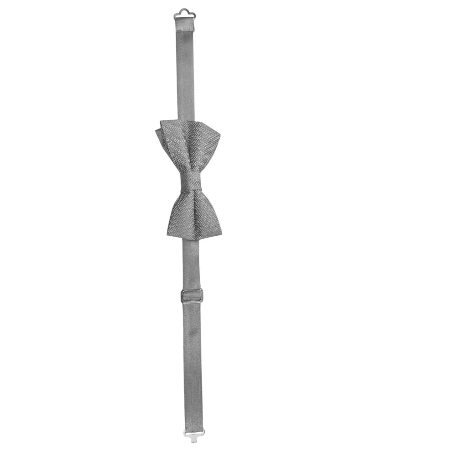 Silver Tie with Adjustable Strap-Reversible Model Silky and Textured Fabric