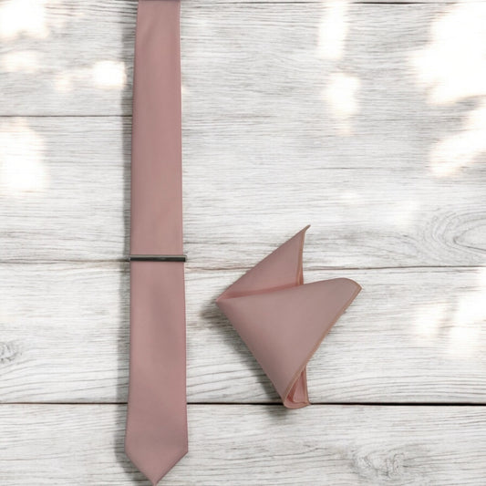 Dusty Blush Pink - Istanbul Fashion slim Tie, Plain Satin