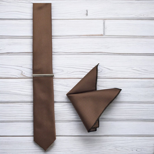 Light and Dark Brown Combination - Istanbul Fashion Slim Tie, Textured Fabric