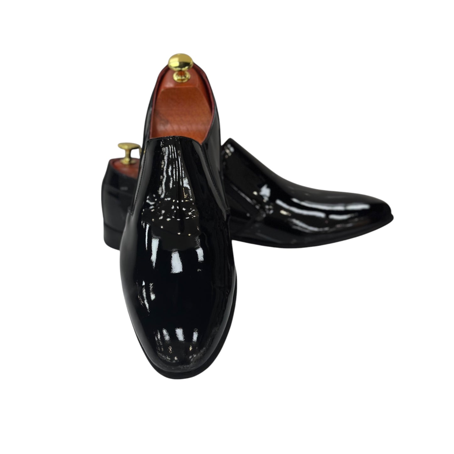 Black Istanbul Fashion by Raad Red Bottom Shoes With Shiny Finish-746