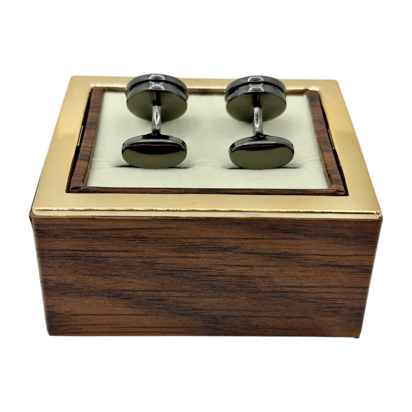 Round Istanbul Fashion Cufflinks  Detailed with Darkest Black and Chrome  - 20