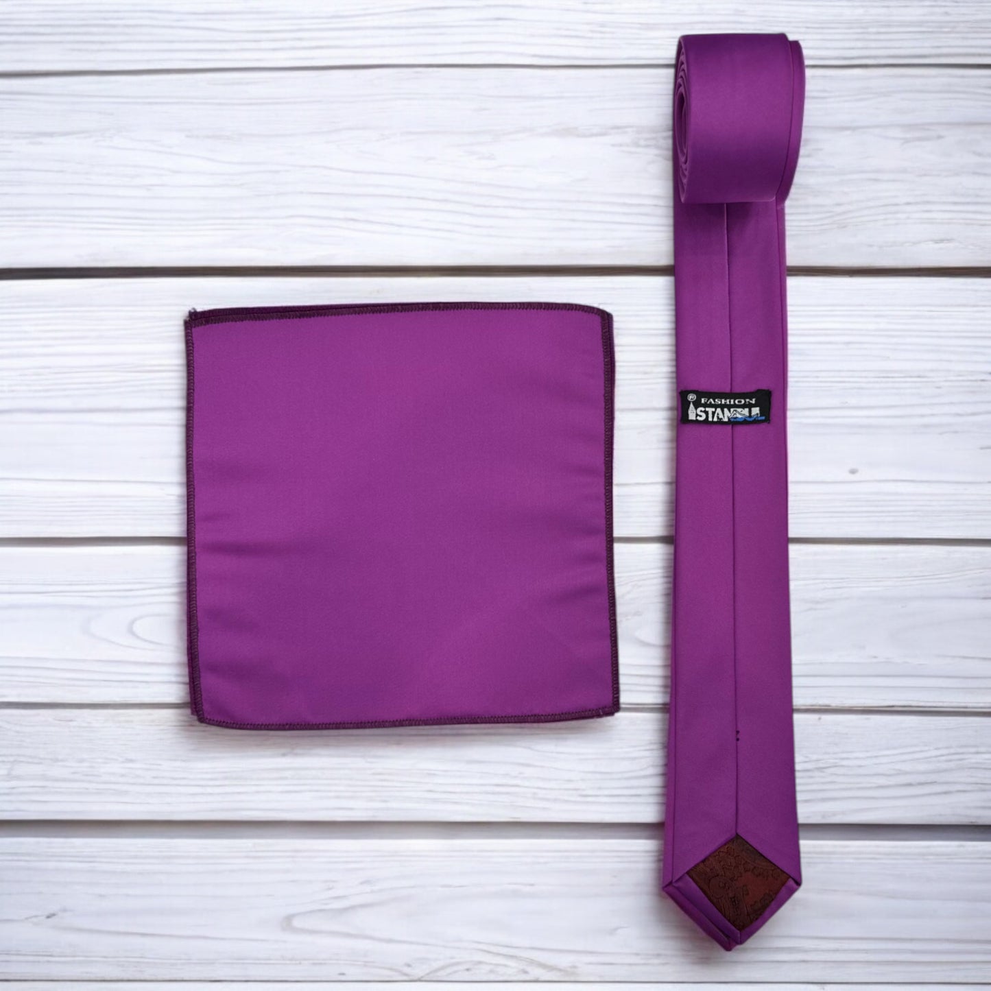 Daisy Purple  - Istanbul Fashion Slim Tie, Plain Satin