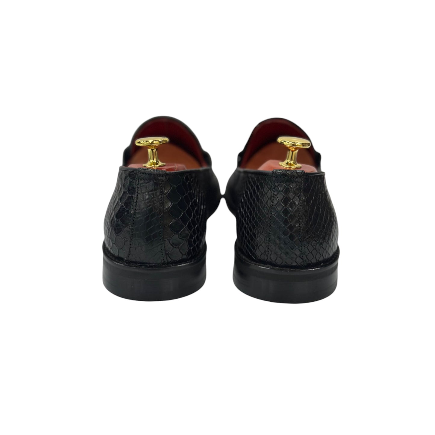 Black Istanbul Fashion by Raad Red Bottom Shoes With Unique Texture leather and Rope -1527