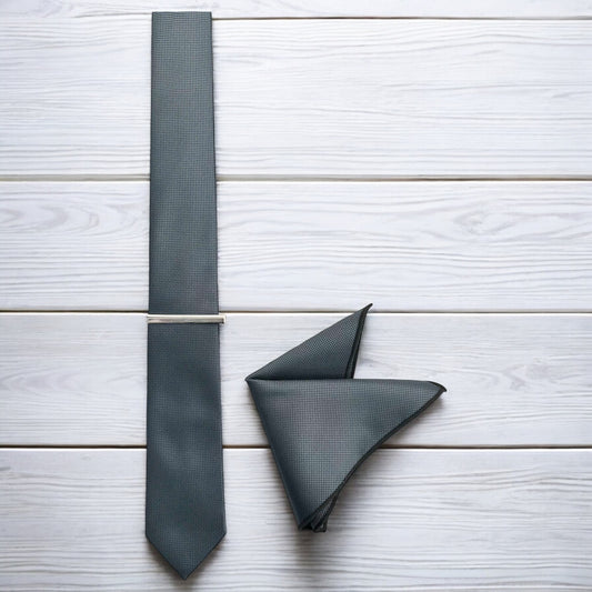 Charcoal w/ Dots - Istanbul Fashion Slim Tie, Textured Fabric