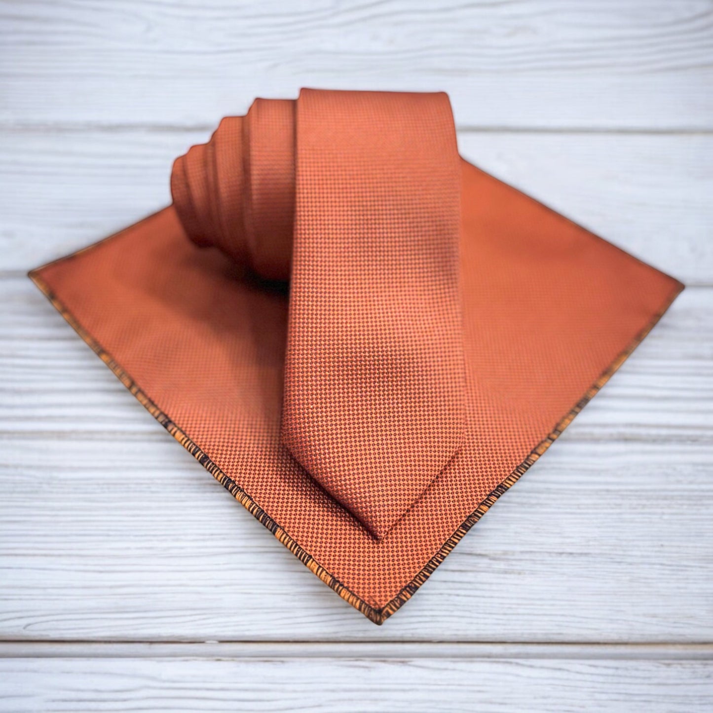 Rusty Orange  - Istanbul Fashion Slim Tie, Textured Fabric