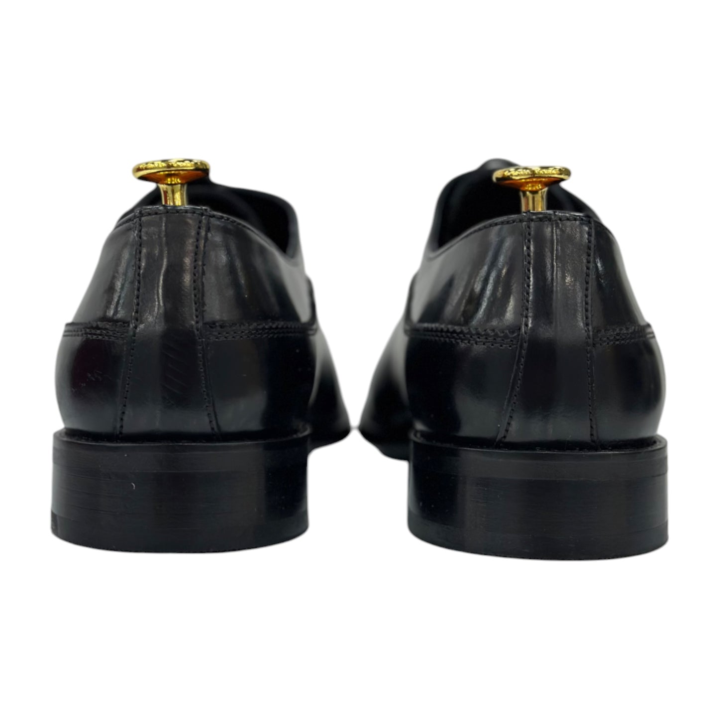 Black Shiny Dressy  Shoes With  Lace-465116