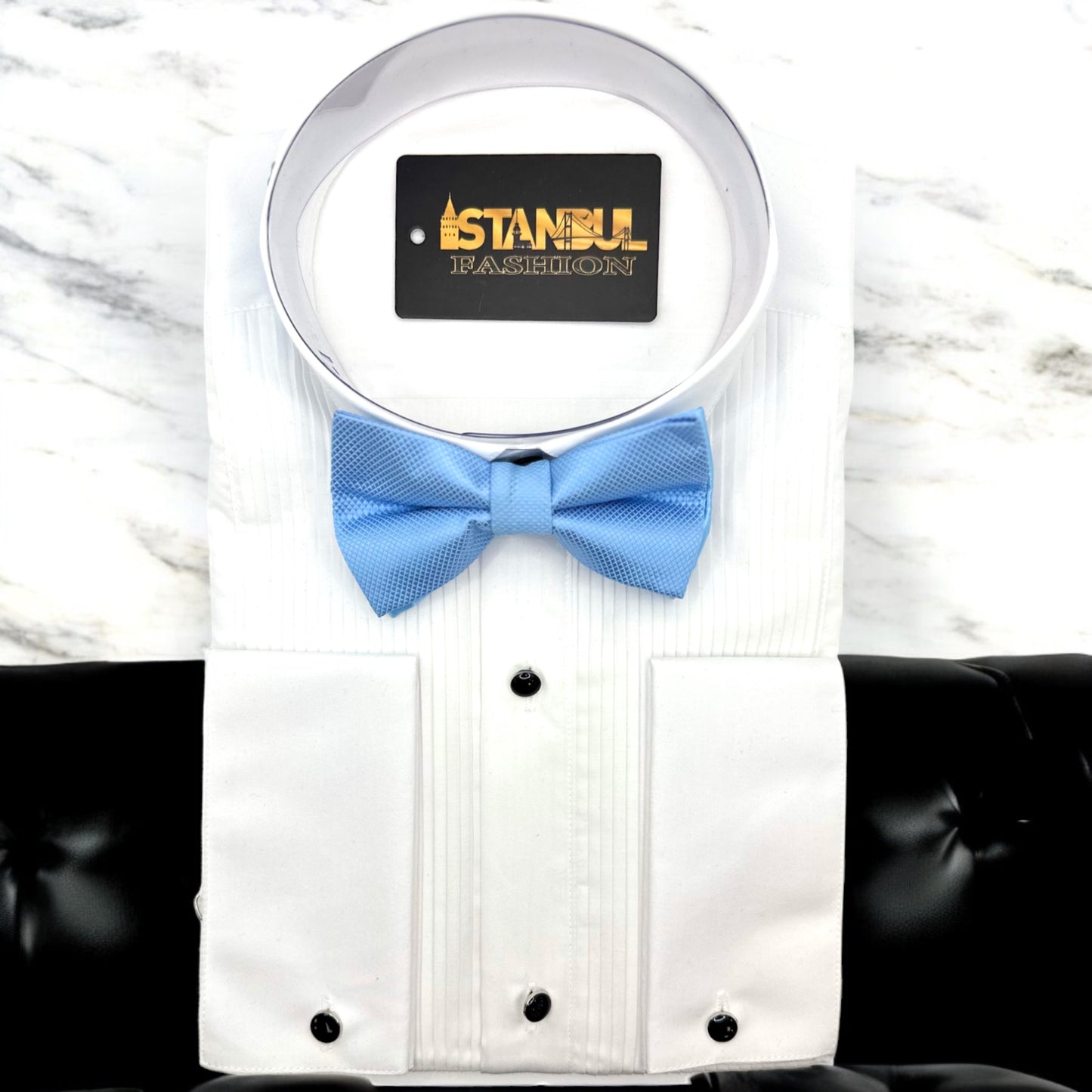 Light Dusty Blue Tie with Adjustable Strap - Reversible