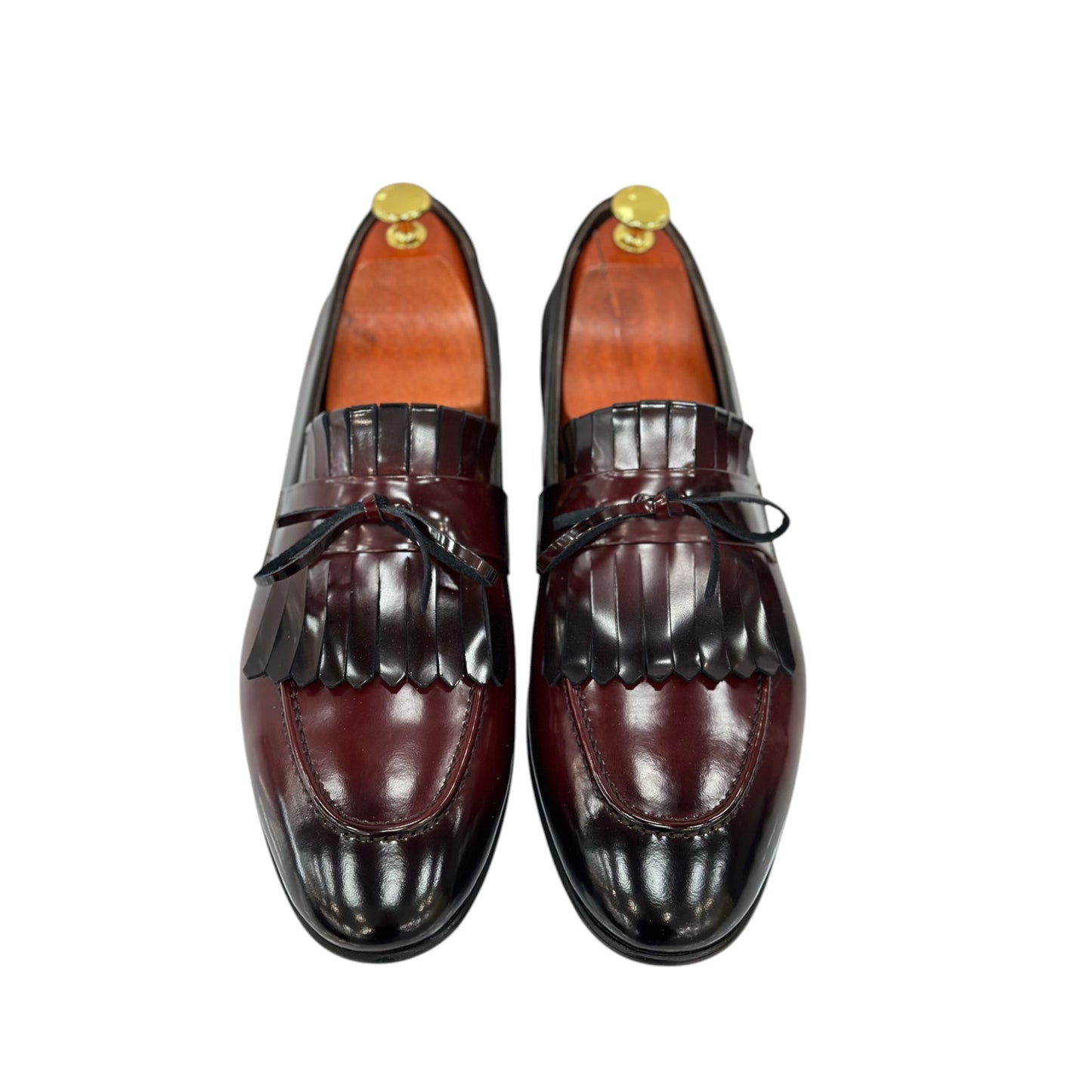 Glossy-Dark Cherry  Dress Shoes with Textured Detailing made with Hight Quality Leather-9090