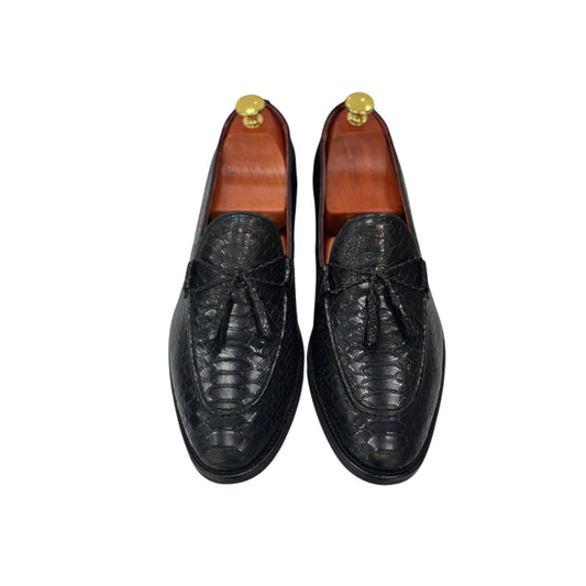 Black Istanbul Fashion by Raad Red Bottom Shoes With Unique Texture leather and Rope -1527