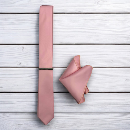Light Blush Pink - Istanbul Fashion Slim Tie, Plain Satin